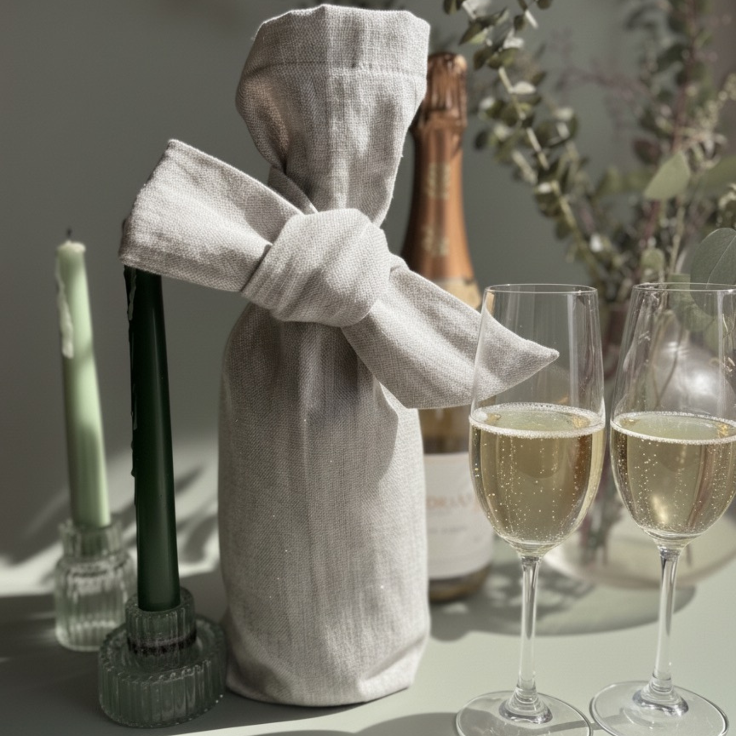 Natural Heritage Reusable Linen Bottle Bag (Presale Ships 12/4)