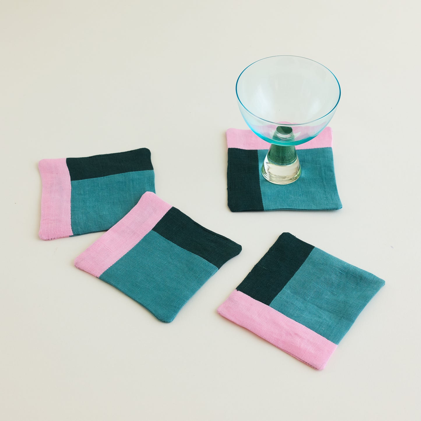 Deep Sea. Zero Waste Linen Coaster - Set of 4