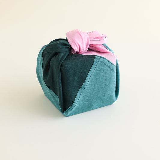 Deep Sea Linen Patchwork Bojagi Wrap (2-Pack)