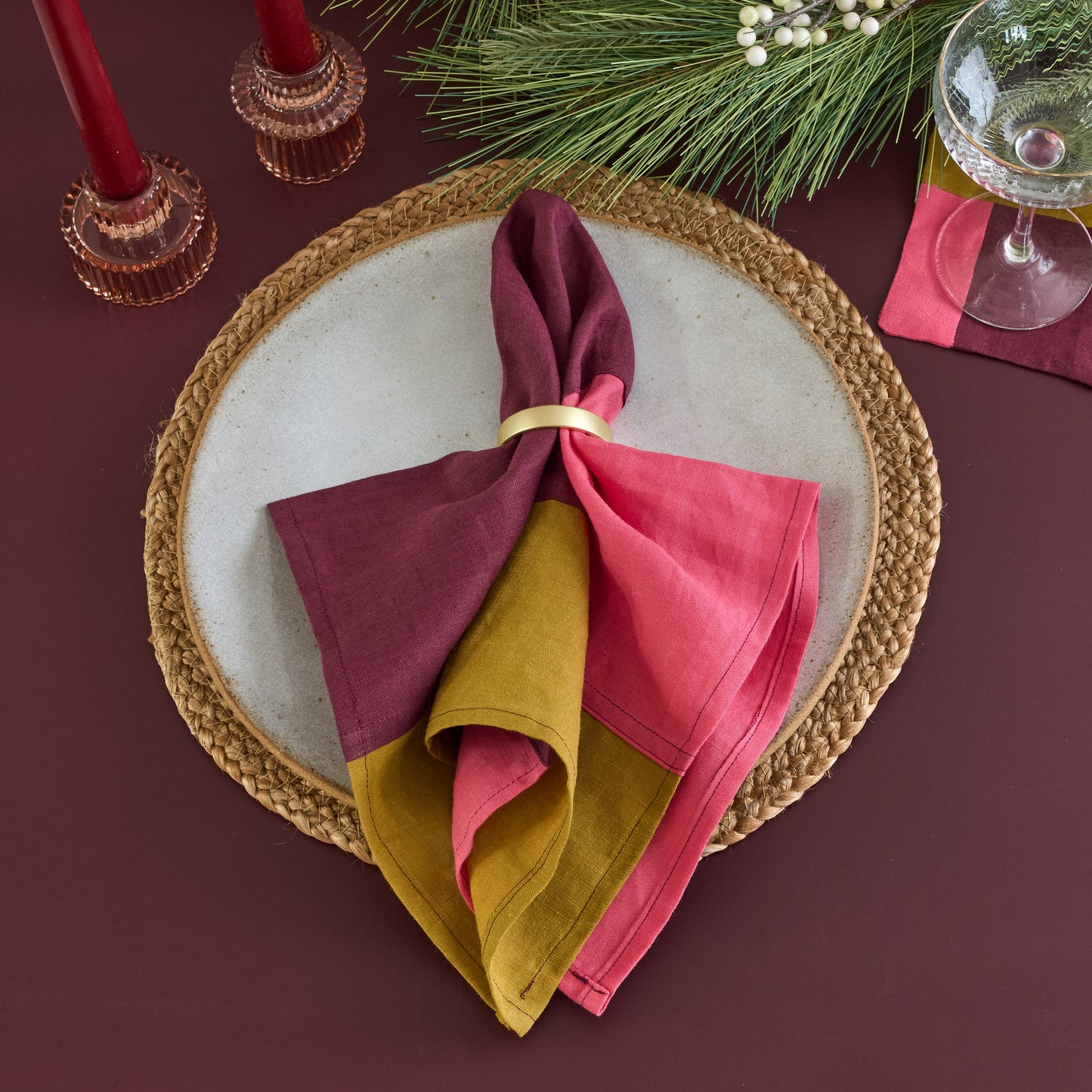 Napa Valley. Premium Linen Patchwork Napkins (Set of 2)