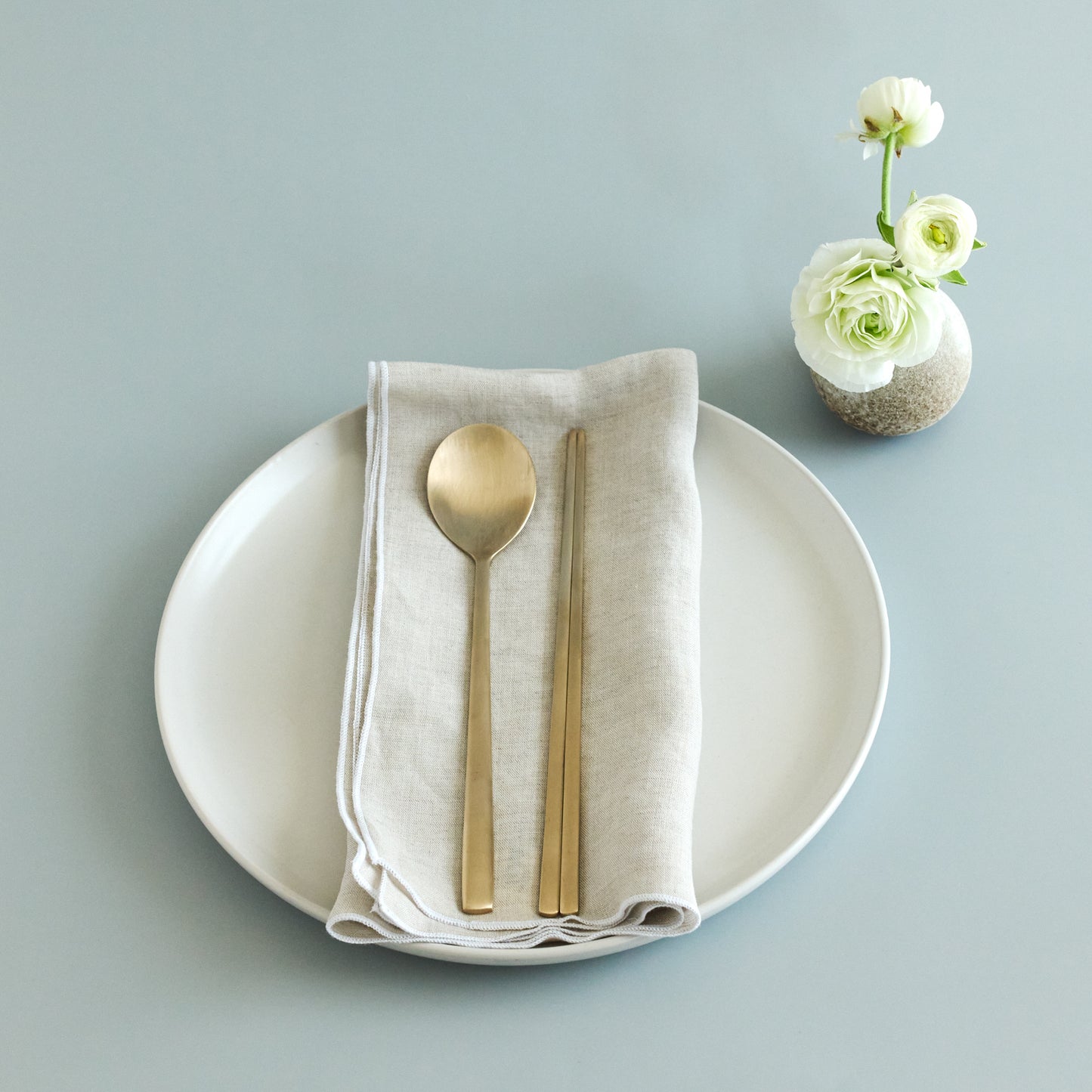 Sustainable Natural Bojagi Linen Gift Wrap with Embroidery – Set of 2