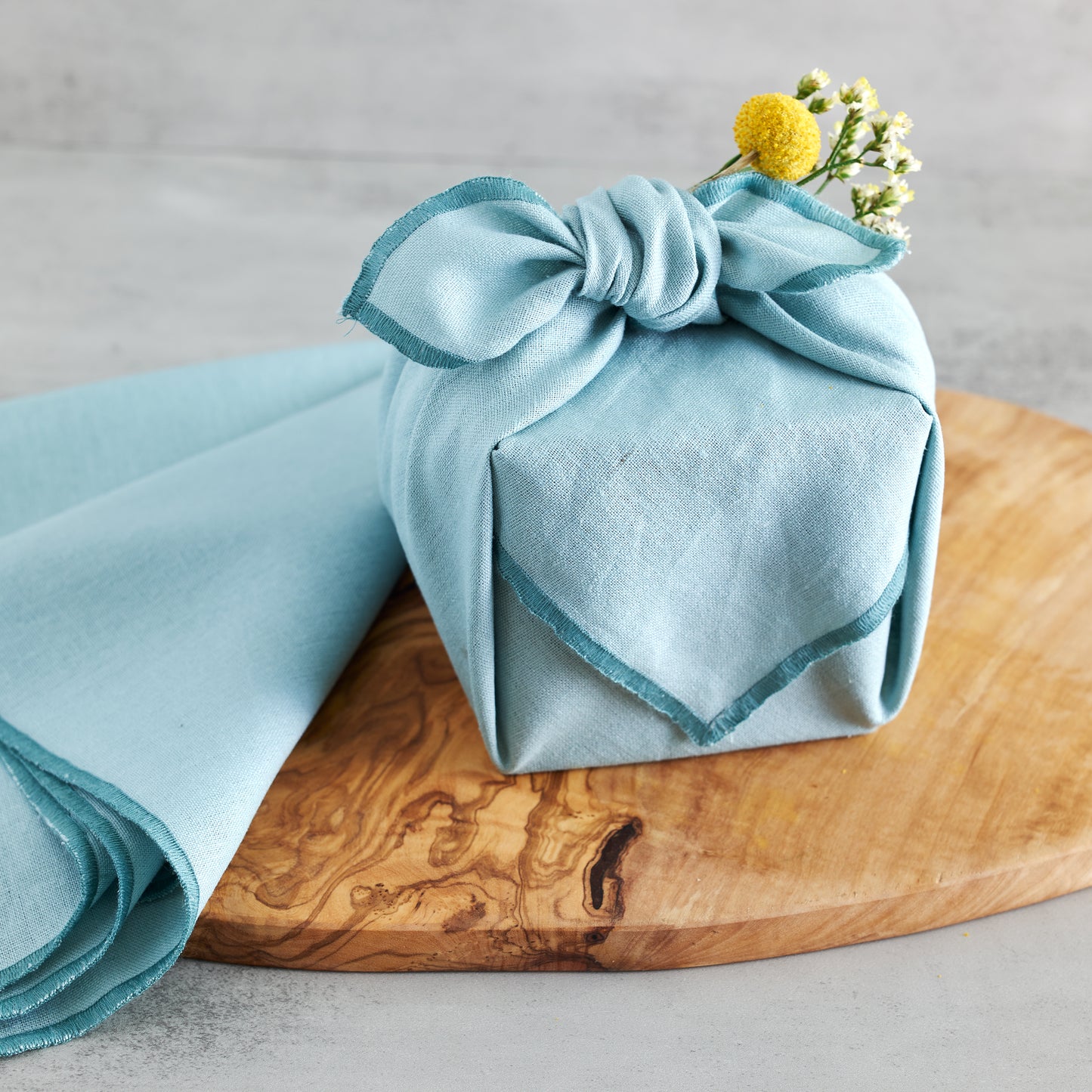 Sea Foam Linen BOJAGI Wrap with Embroidery Edge. 2 Pack.
