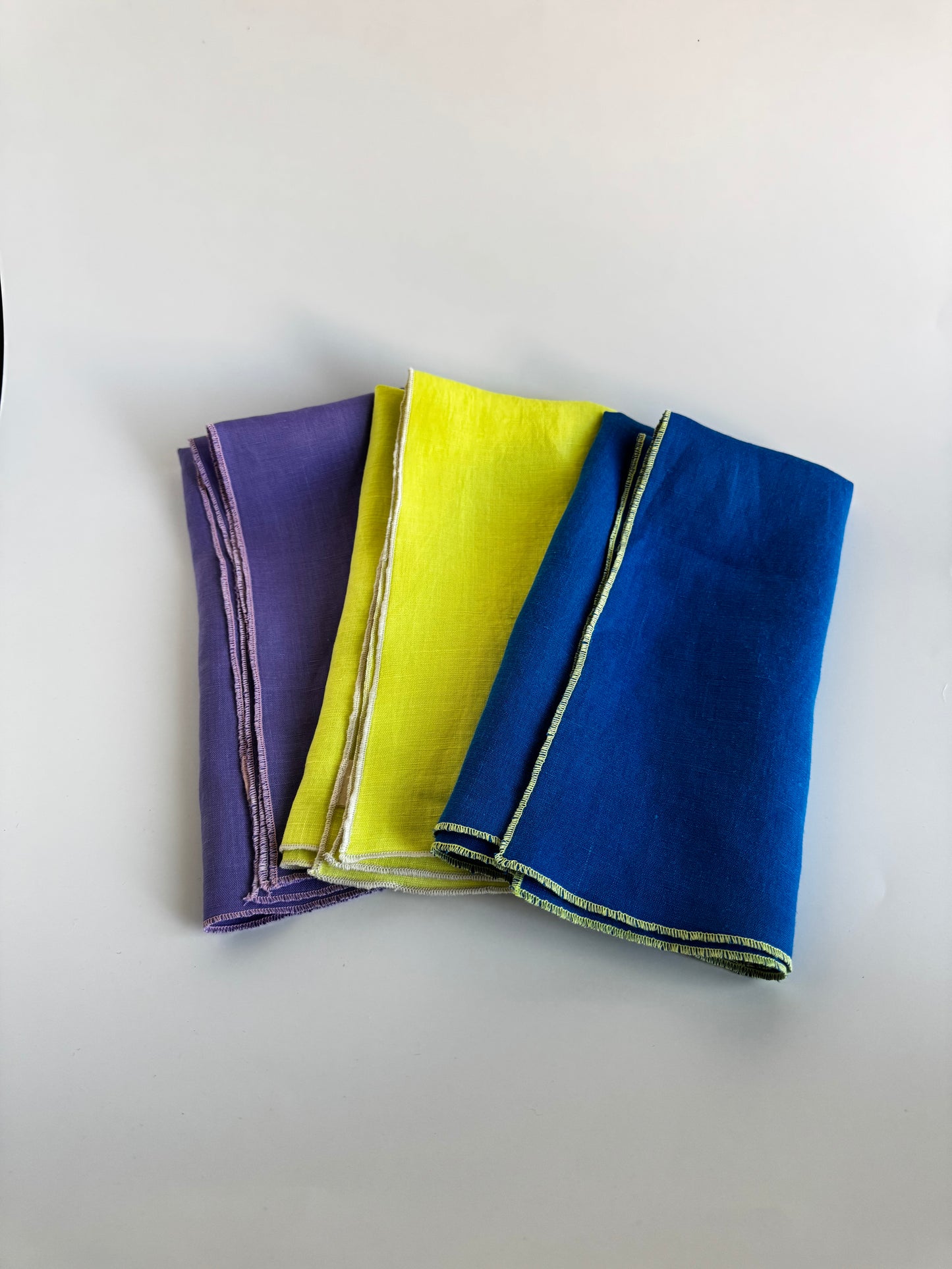 Citrone Solid Linen Bojagi Wrap with Embroidery Edge