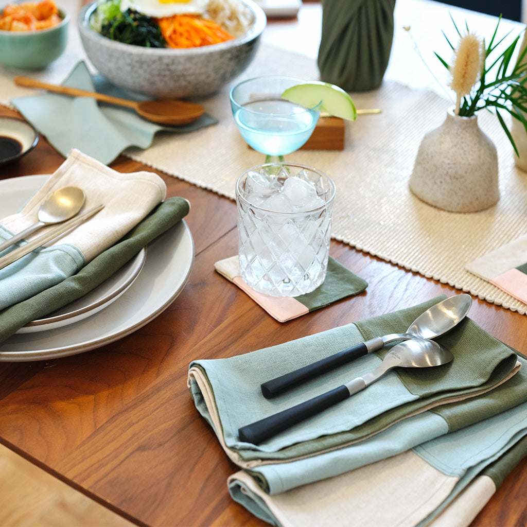 Ocean Patchwork BOJAGI - Linen Napkin Set of 2