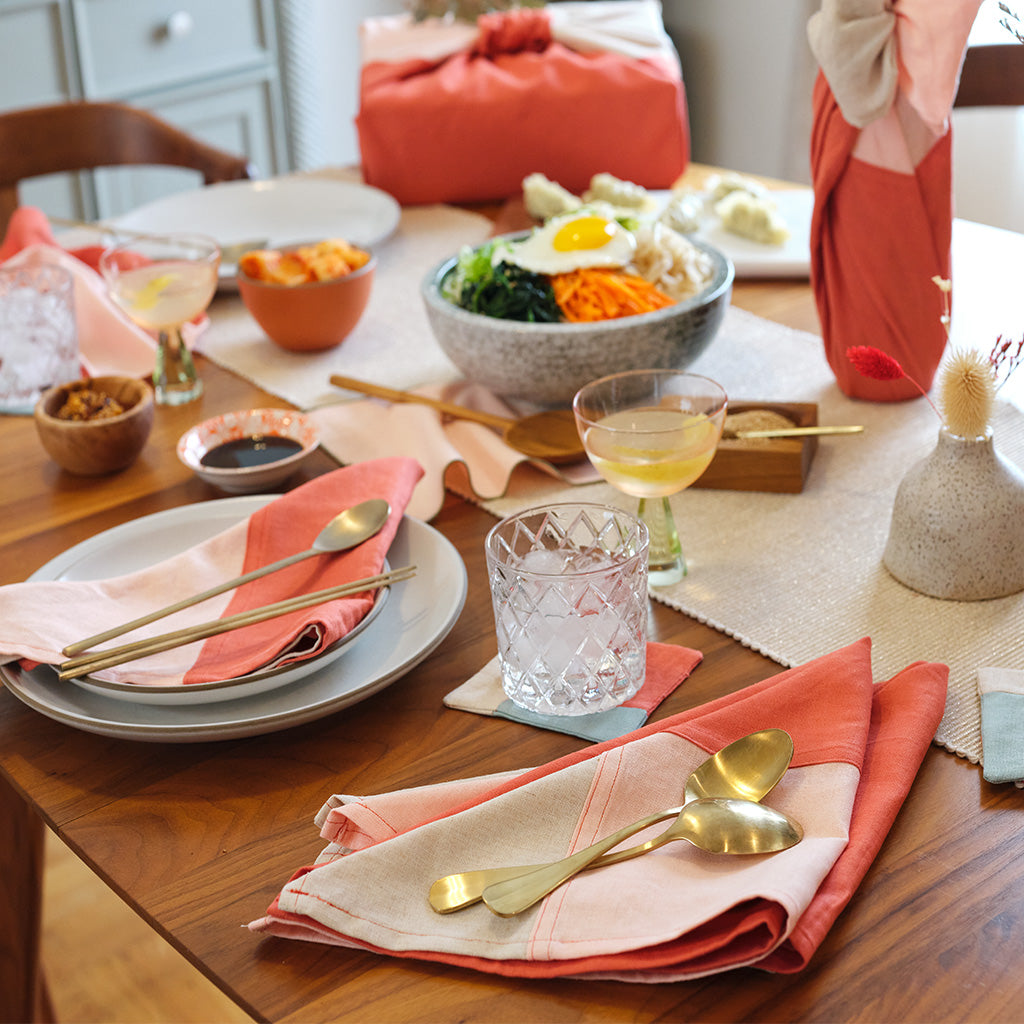 Sunset Patchwork BOJAGI - Linen Napkin Set of 2