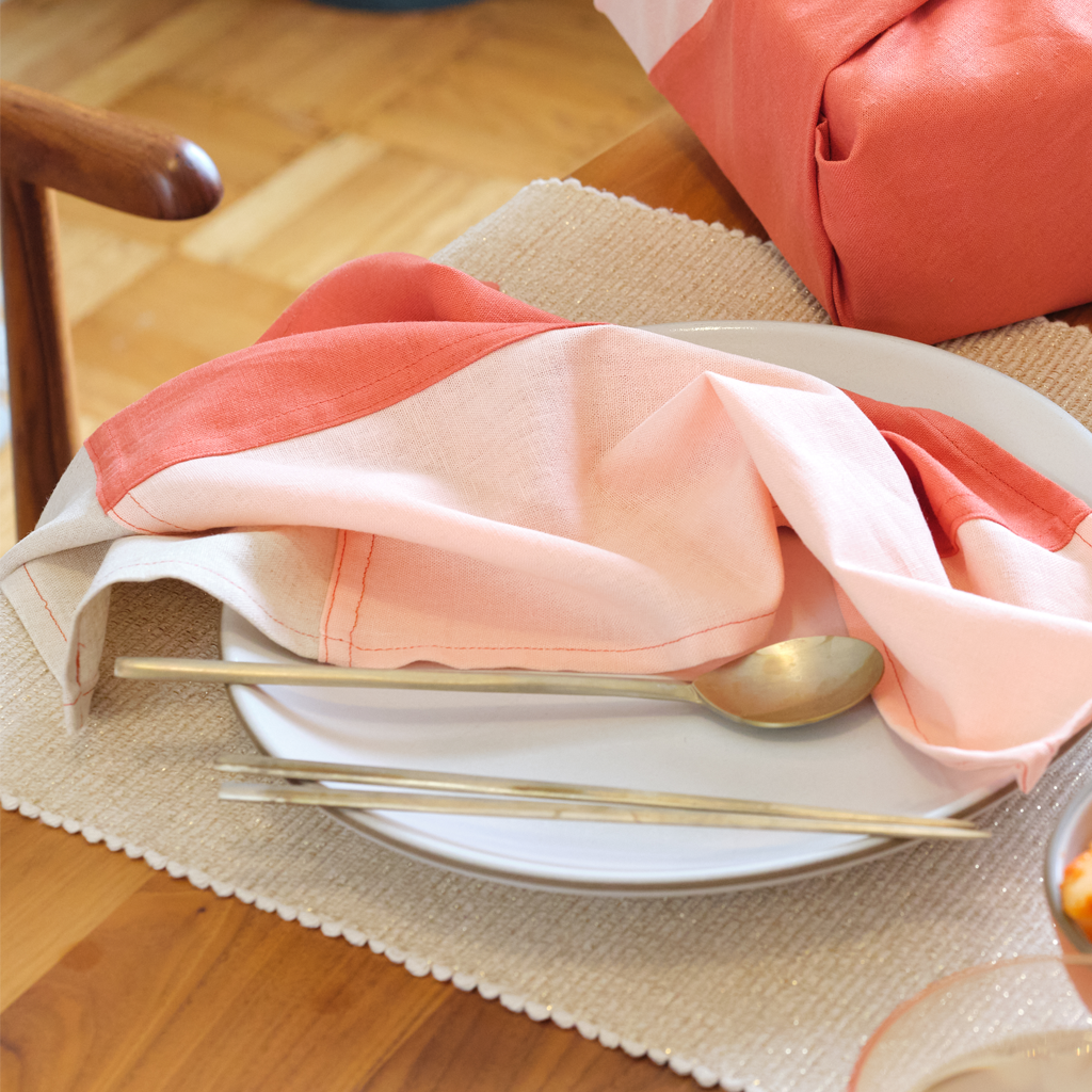 Sunset Patchwork BOJAGI - Linen Napkin Set of 2