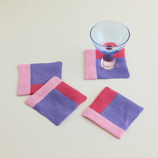 Wild Flowers. Zero Waste Linen Coaster - Set of 4