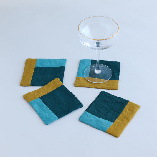 Evergreen. Zero Waste Linen Coaster. (Set of 4)