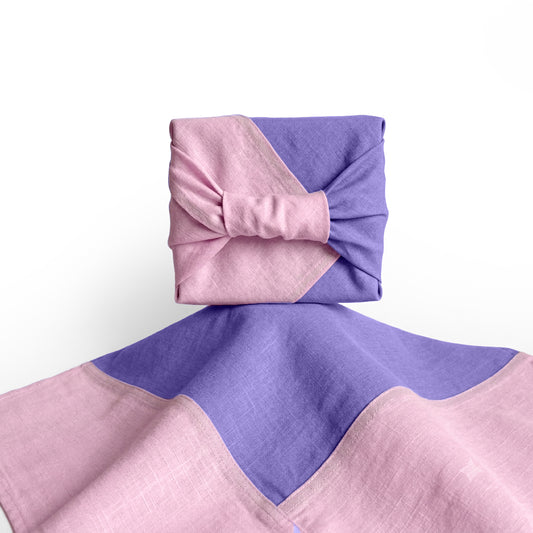 Ameythst Purple And Peony Pink Jogak Bojagi Linen. 2pk