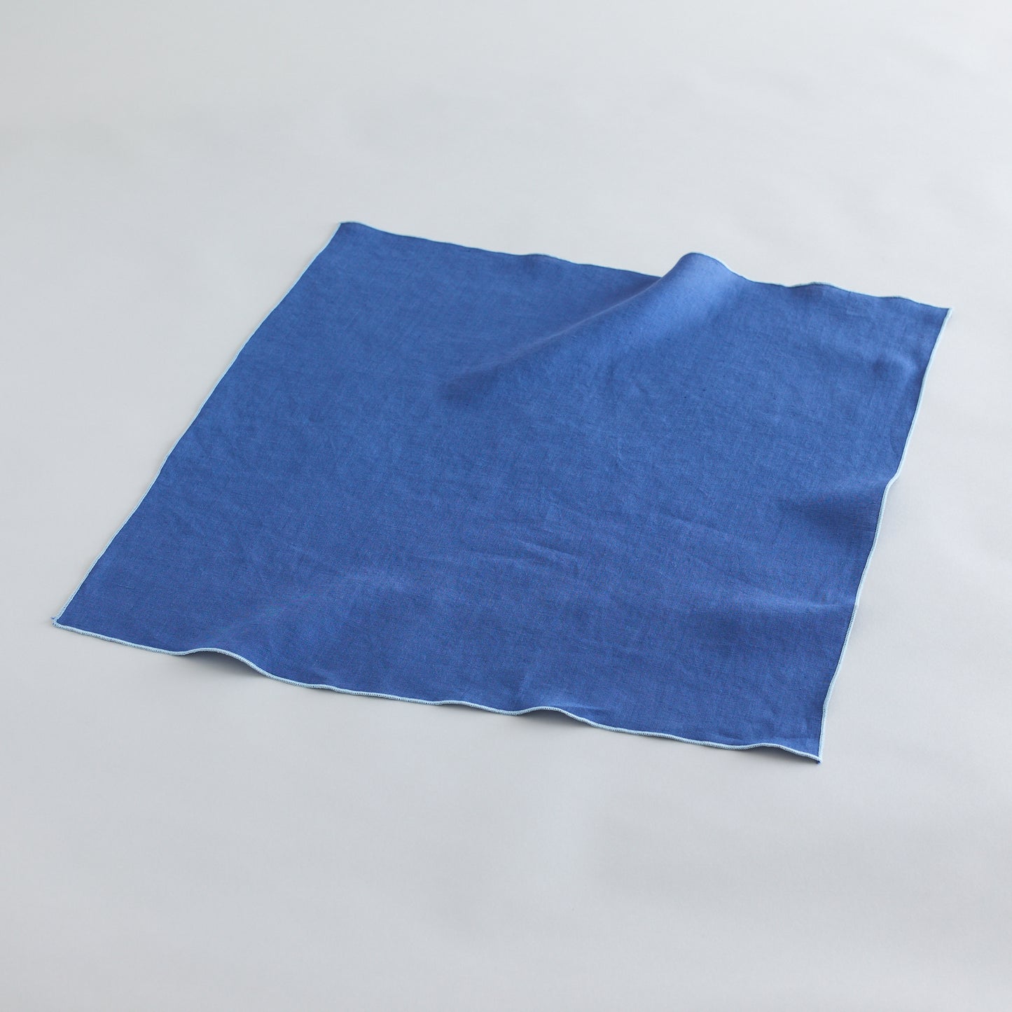 Sustainable Royal Blue Bojagi Linen Gift Wrap with Embroidery – Set of 2