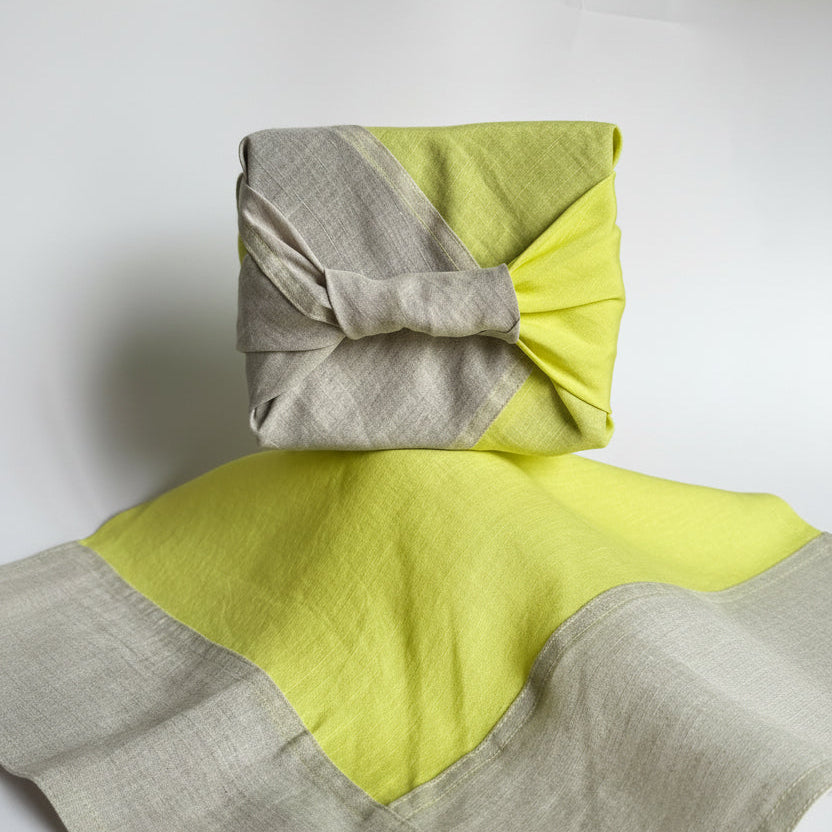 Citrone And Natural Jogak Bojagi Linen. 2pk