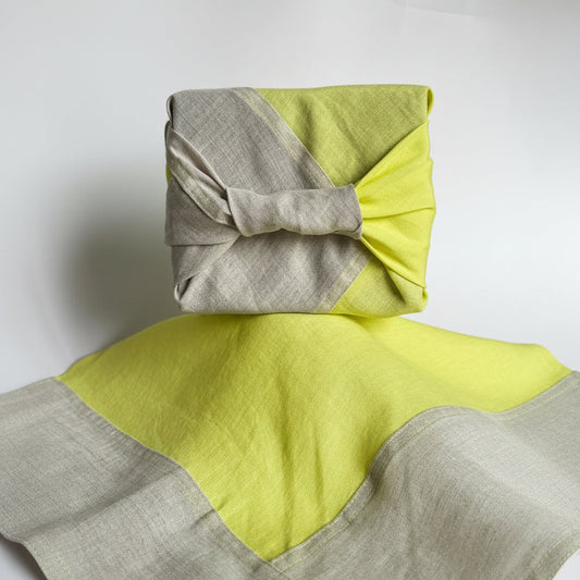 Citrone And Natural Jogak Bojagi Linen. 2pk