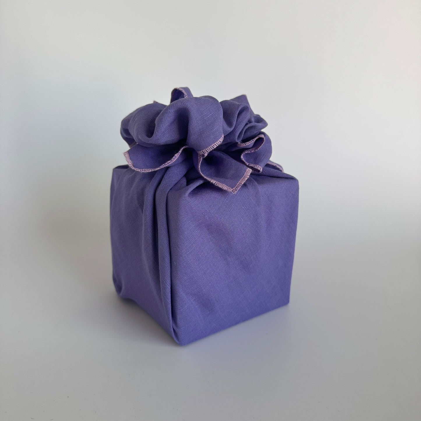 Citrone Solid Linen Bojagi Wrap with Embroidery Edge