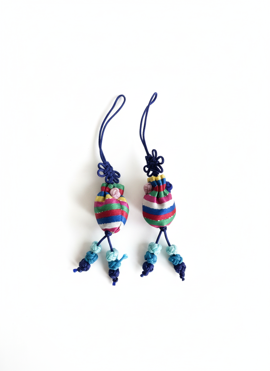 Good Luck Korean Saekdong (Rainbow) Pouch Norigae. Set of 2.