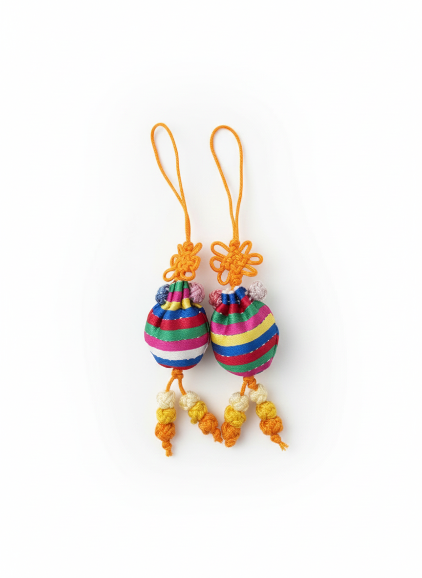 Good Luck Korean Saekdong (Rainbow) Pouch Norigae. Set of 2.