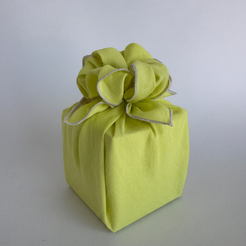 Citrone Solid Linen Bojagi Wrap with Embroidery Edge