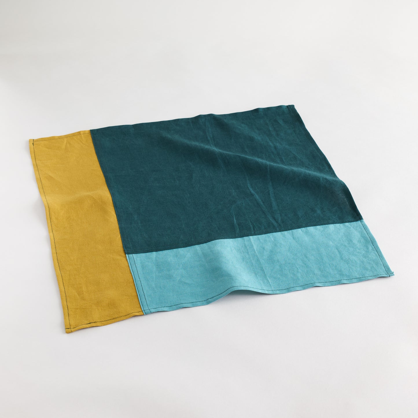 Evergreen. Premium Linen reusable patchwork bojagi wrap (Large)