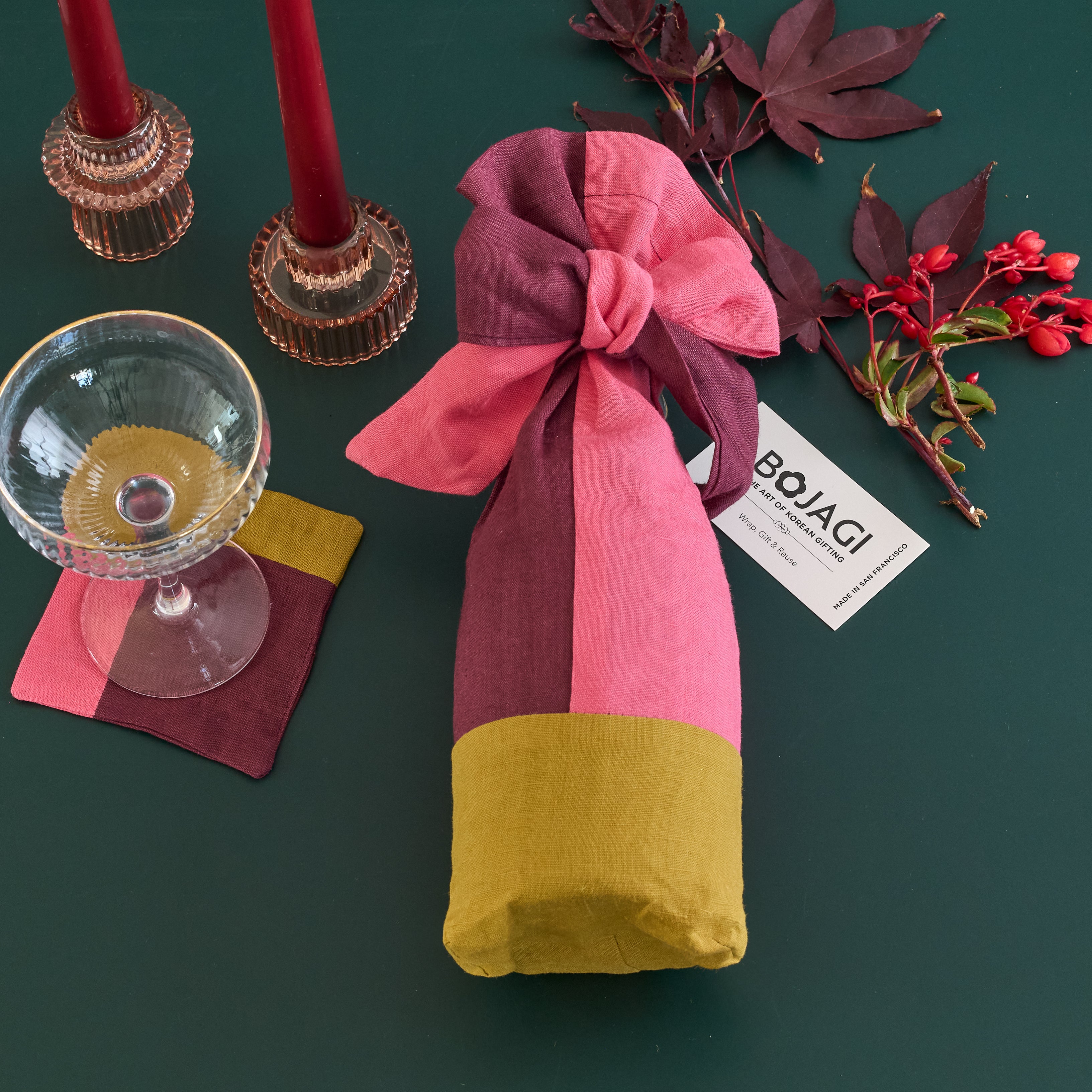 Load video: Bojagi wine gift bag demonstration video