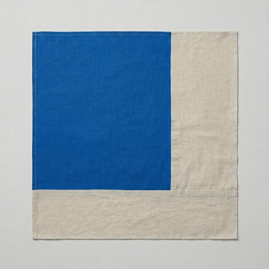 Sapphire And Natural Jogak Bojagi Linen