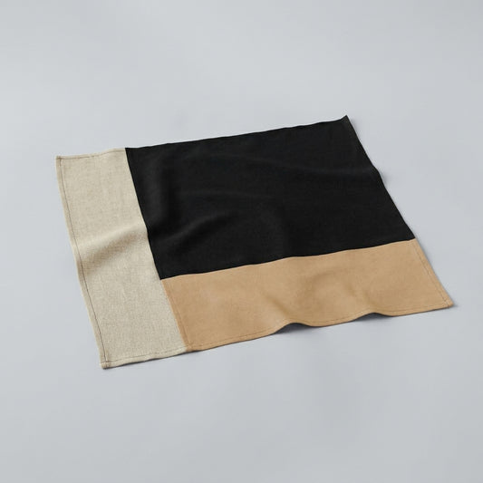Volcanic Black. Patchwork bojagi linen wrap - Medium. Set of 2